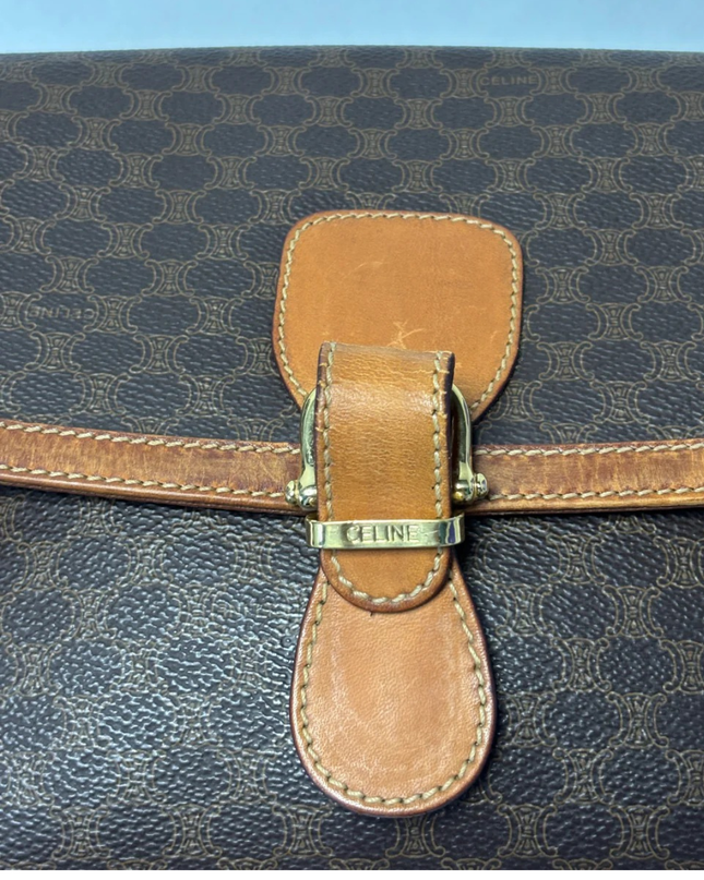 Celine Brown Macadam Monogram Crossbody Bag