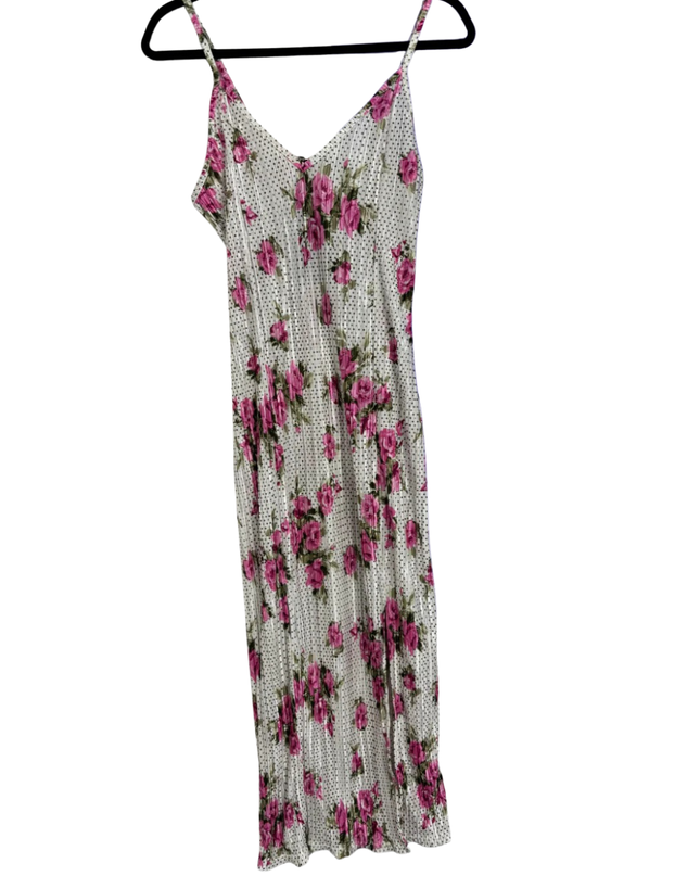 PrettyLittleThing White/Pink Floral Pleated Midi Dress W/Tags