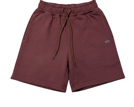 Alo Maroon Drawstring Sweat Shorts