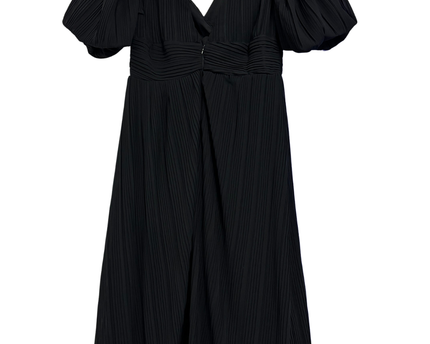 Archive Design Studio Black Pleated V-Neck Midi Dress