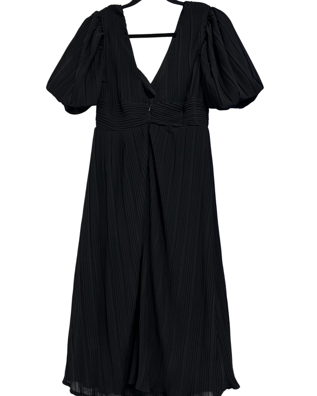 Archive Design Studio Black Pleated V-Neck Midi Dress