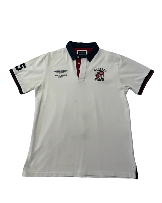Hackett White Aston Martin Racing Rugby Polo Shirt