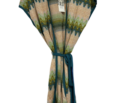 Missoni Green Zigzag Knit Tie-Waist Overcoat W/Tags