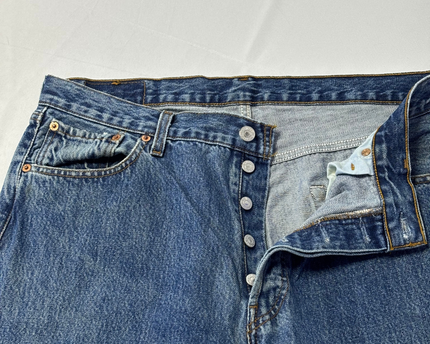 Levi's Blue 501 Original Straight Leg Button Fly Jeans