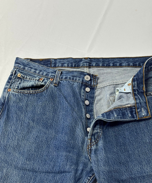 Levi's Blue 501 Original Straight Leg Button Fly Jeans