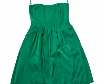 Mango Suit Emerald Green Pleated Strappy Mini Dress