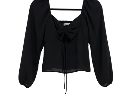 Abercrombie & Fitch Black Puff Sleeve Tie-Front Blouse