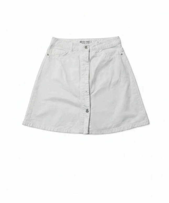 Noisy May White Button-Down Denim Mini Skirt