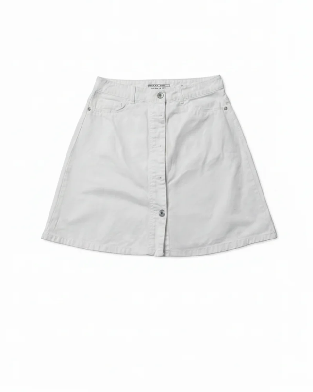 Noisy May White Button-Down Denim Mini Skirt