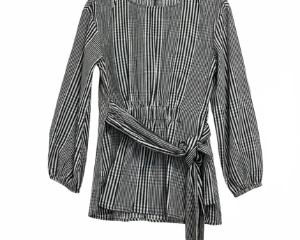 Reserved Black and White Gingham Wrap Blouse