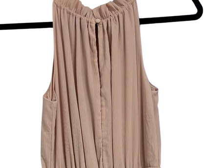 H&M Peach Sleeveless Ruffle Neck Smocked Midi Dress
