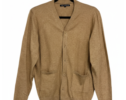 Ted Lapidus Tan Cashmere Silk Blend V-Neck Cardigan