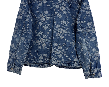 Northern Reflections Blue Floral Print Cotton Denim Jacket