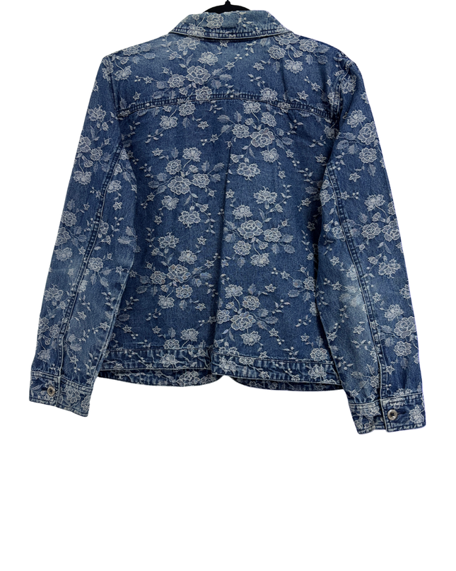 Northern Reflections Blue Floral Print Cotton Denim Jacket