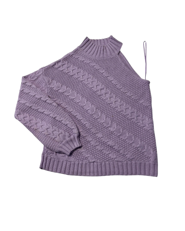 INC International Concepts Purple One Shoulder Cable Knit Mock Neck Sweater