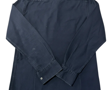 Massimo Dutti Navy Blue Cotton Twill Long Sleeve Shirt