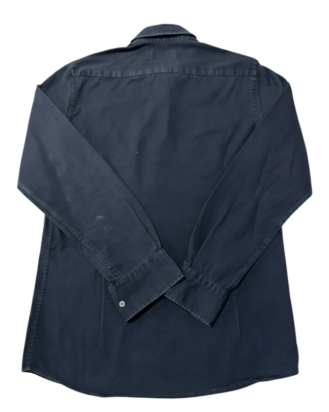 Massimo Dutti Navy Blue Cotton Twill Long Sleeve Shirt
