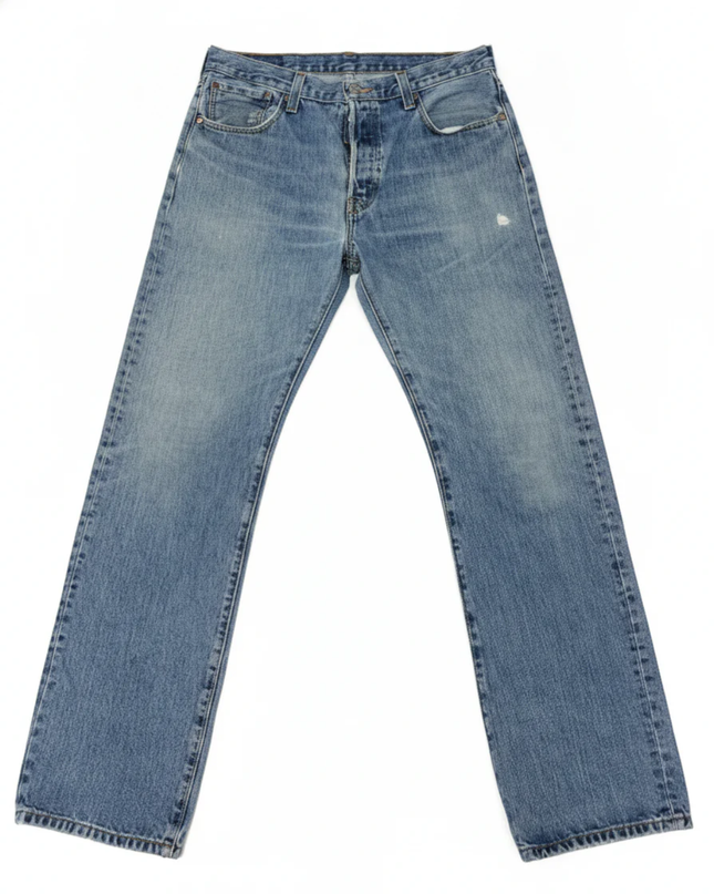 Levi's Blue 501 Original Straight Fit Distressed Jeans