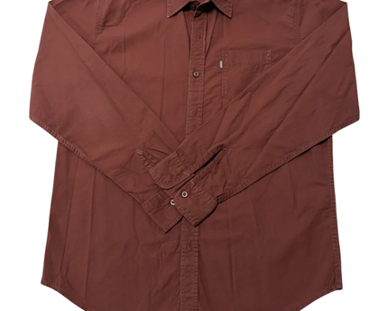 Levi's Maroon Long-Sleeve Button-Down Cotton Shirt