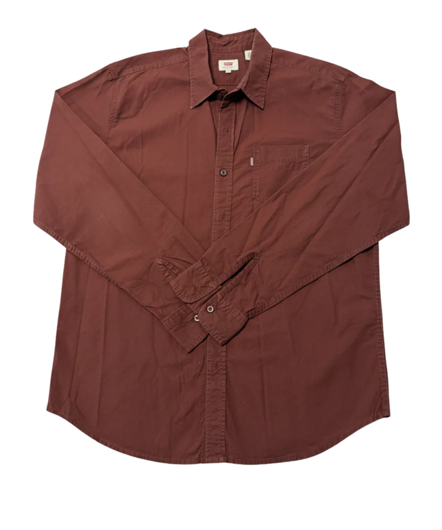 Levi's Maroon Long-Sleeve Button-Down Cotton Shirt