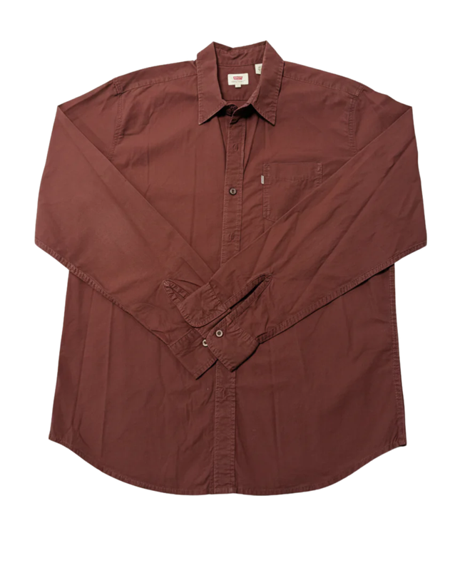 Levi's Maroon Long-Sleeve Button-Down Cotton Shirt