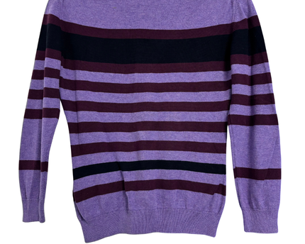 Burberry Purple Striped Scoop Neck Knit Sweater