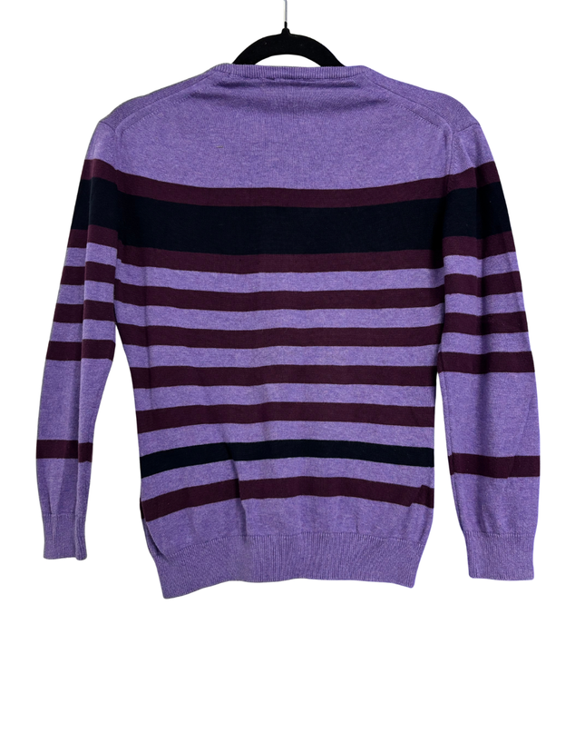 Burberry Purple Striped Scoop Neck Knit Sweater