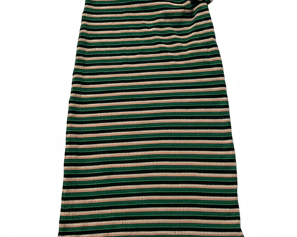 Reserved Green/Multicolor Striped Knit Midi Skirt W/Tags