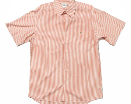 Lacoste Orange Striped Short Sleeve Button-Down Shirt