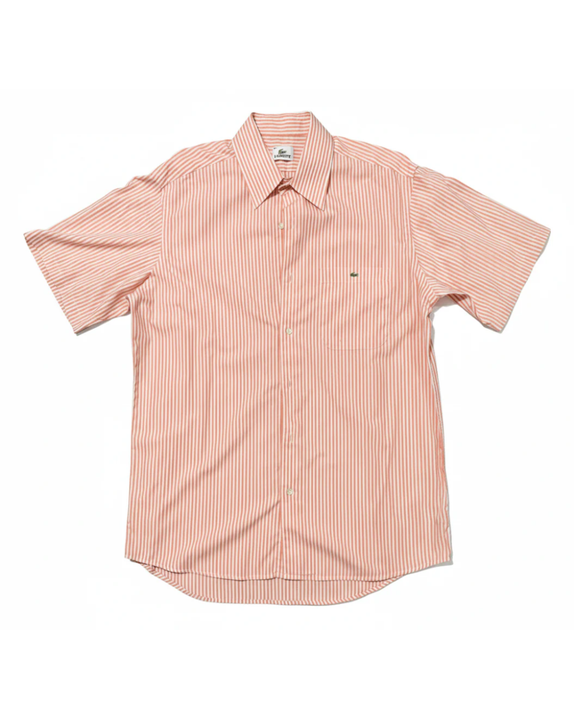 Lacoste Orange Striped Short Sleeve Button-Down Shirt