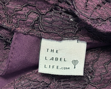 The Label Life Purple Floral Lace High-Neck Sleeveless Peplum Top