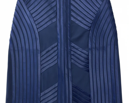 ELLE Blue Textured Ribbon Detail Pencil Skirt