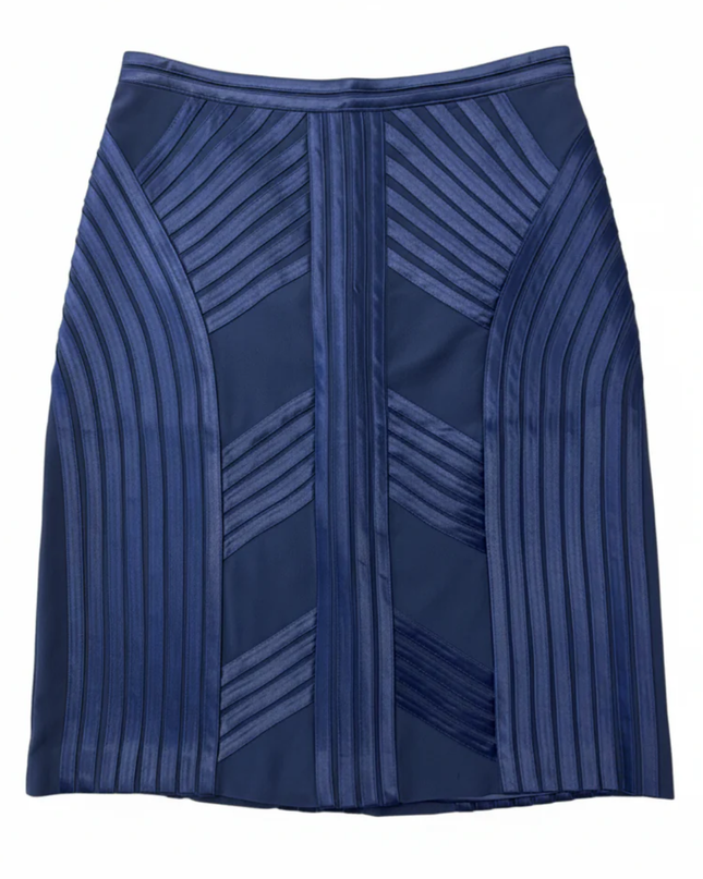 ELLE Blue Textured Ribbon Detail Pencil Skirt