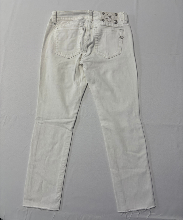 Miss Me White Distressed Embellished Skinny Jeans