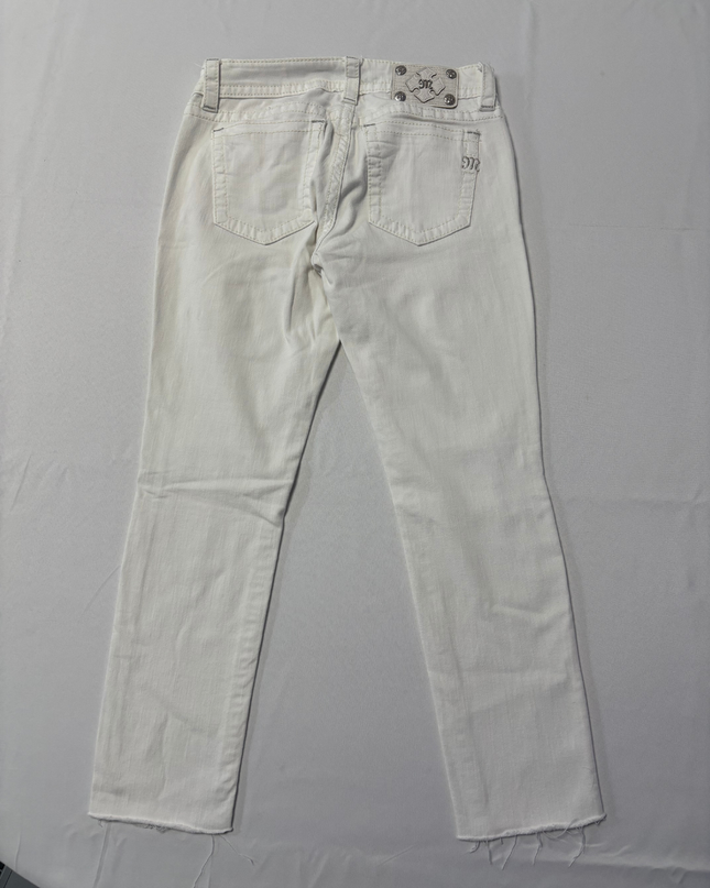 Miss Me White Distressed Embellished Skinny Jeans