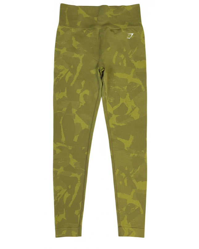 Gymshark Olive Green Camo Seamless Scrunch Butt Leggings