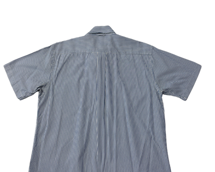 Tommy Hilfiger Men's Blue/White Striped Short Sleeve Button Down Shirt