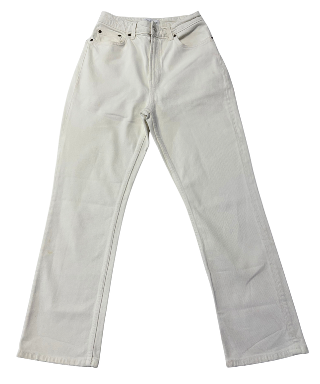 Zara White High-Rise Straight Leg Jeans