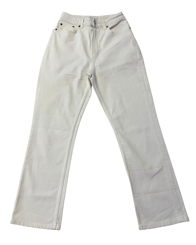 Zara White High-Rise Straight Leg Jeans