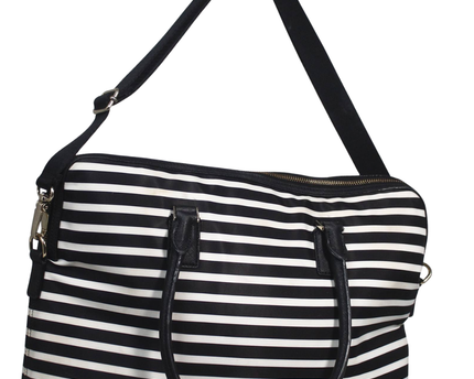 Kate Spade Black and White Striped Satchel Bag
