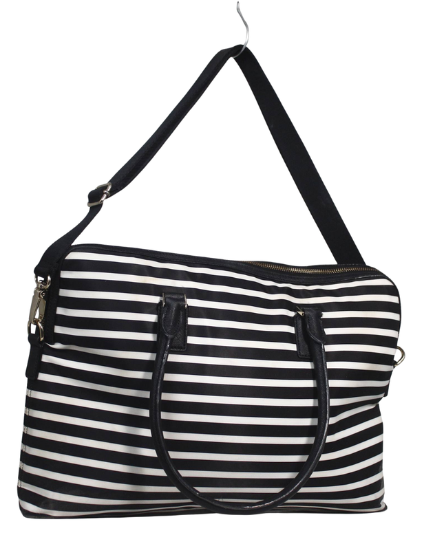 Kate Spade Black and White Striped Satchel Bag