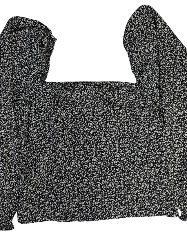 Abercrombie & Fitch Black Floral Puff Sleeve Blouse