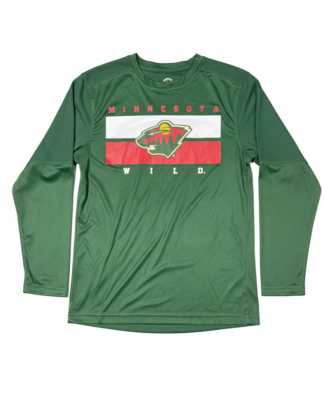 NHL Minnesota Wild Green Long-Sleeve Sports T-Shirt