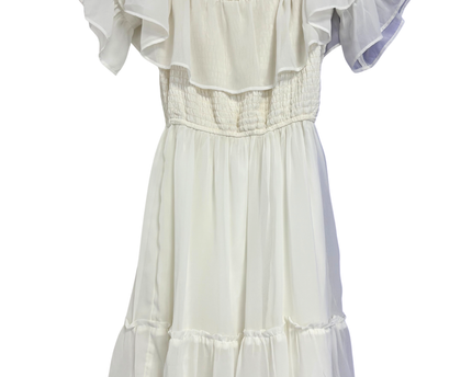 Hollister White Ruffle Smocked Off-The-Shoulder Mini Dress