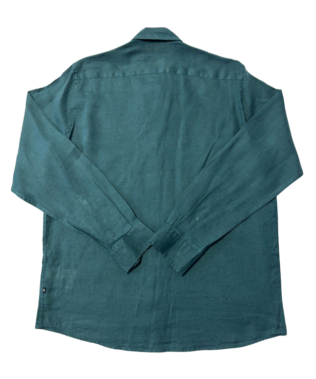 Nautica Teal Classic Fit Linen Long Sleeve Shirt
