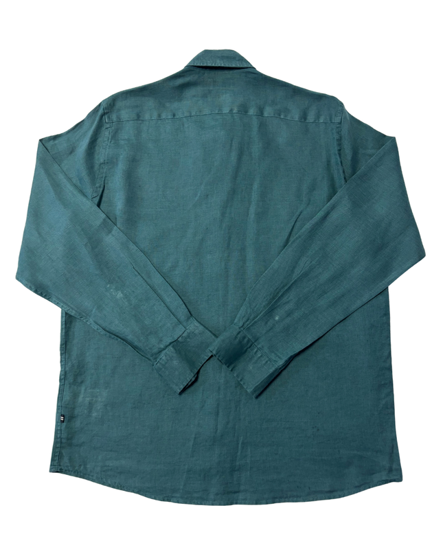 Nautica Teal Classic Fit Linen Long Sleeve Shirt
