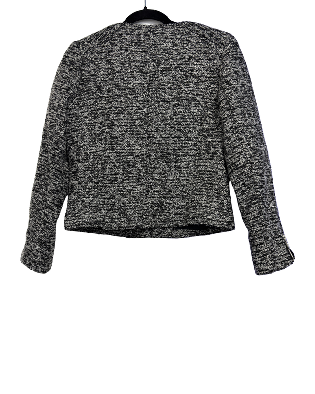 H&M Black and White Bouclé Moto Style Jacket