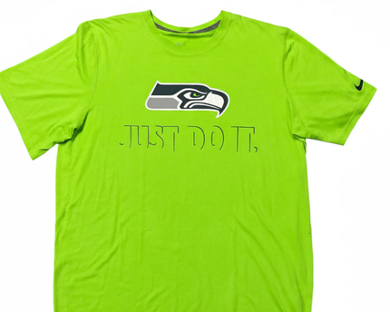 Nike Neon Green Seattle Seahawks NFL Just Do It Sports T-Shirt