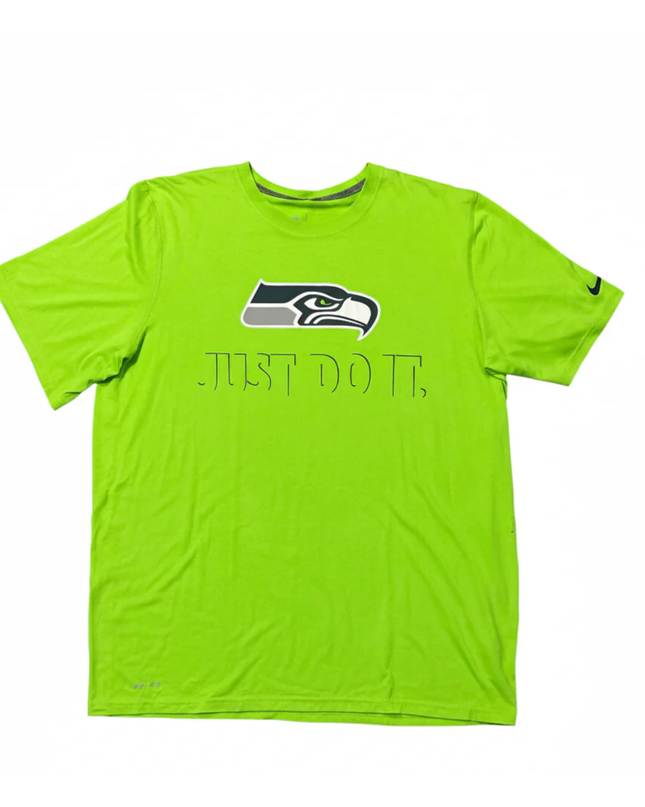 Nike Neon Green Seattle Seahawks NFL Just Do It Sports T-Shirt