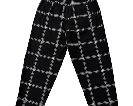 American Eagle Black Plaid Tapered Drawstring Pants